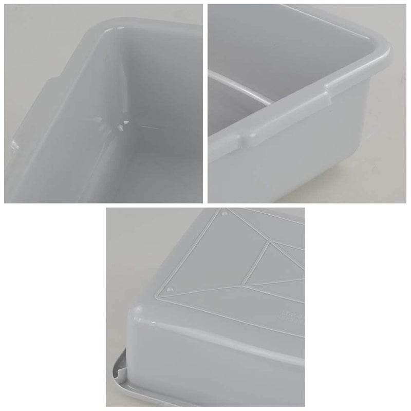 Ucake 3-Pack Plastic Bus Tub, 13 L Plastic Utility Bus Box Dish Pan, Grey - Image 3